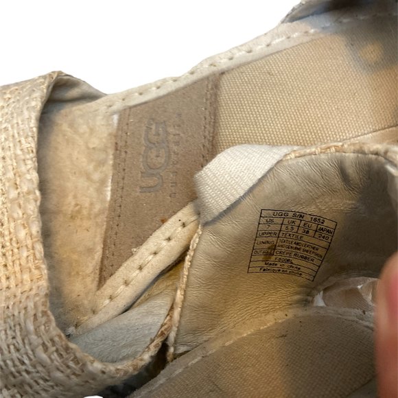 UGGS WEDGE ESPADRILLE HEELS DELMAN JUTE SANDALS SHEARLING LINED - Picture 7 of 7